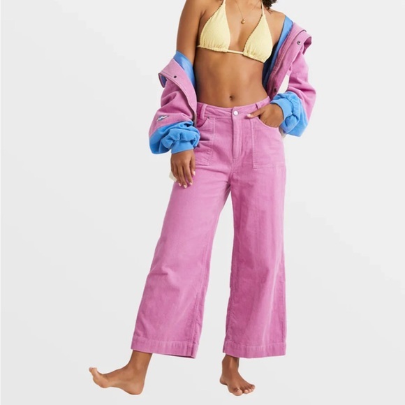 Billabong Pants - Billabong Sea Tone Wide Leg Corduroy Trousers In Dusty Rose